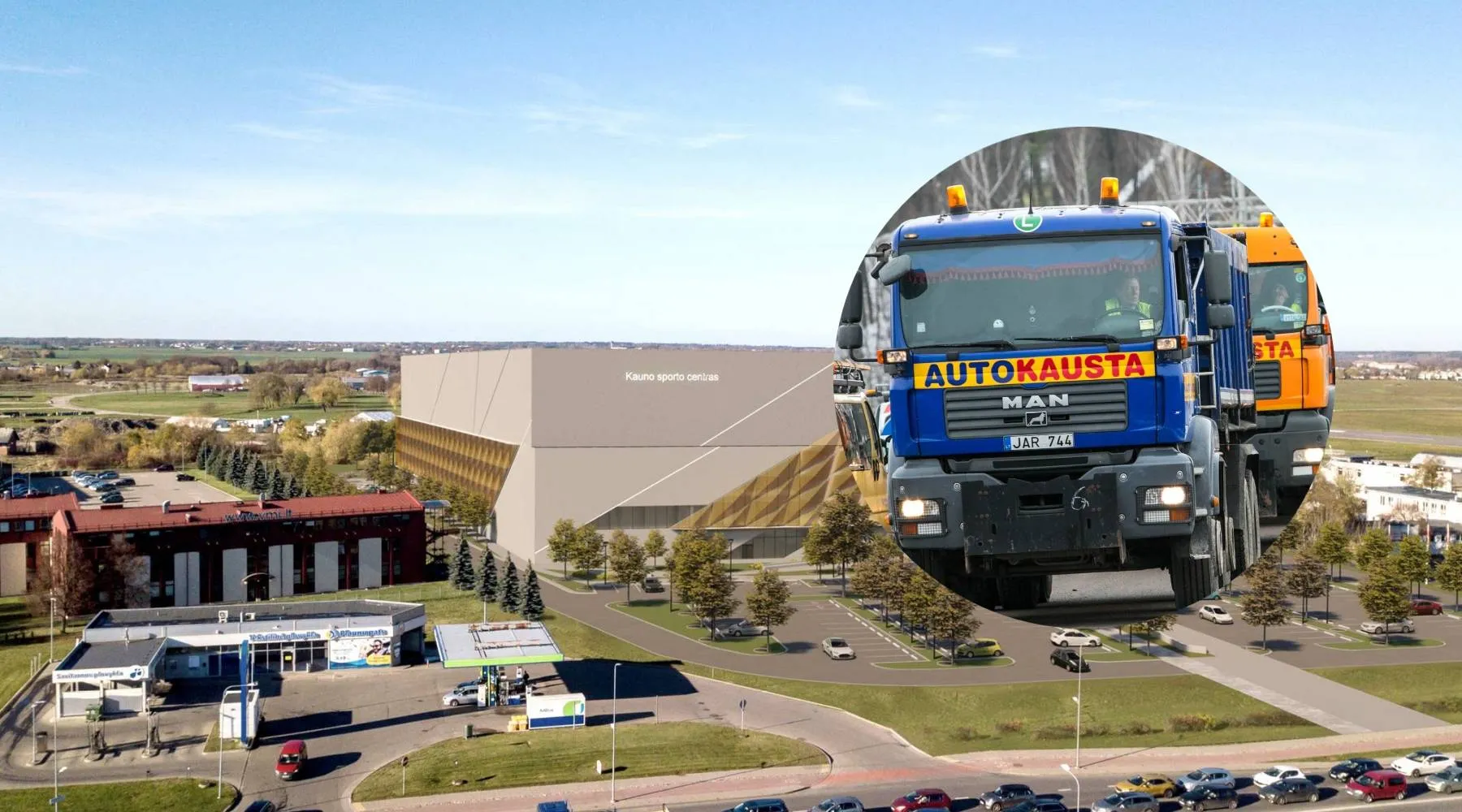 Kauno sporto centras, „Autokausta“ / „Kas vyksta Kaune“ fotomontažas