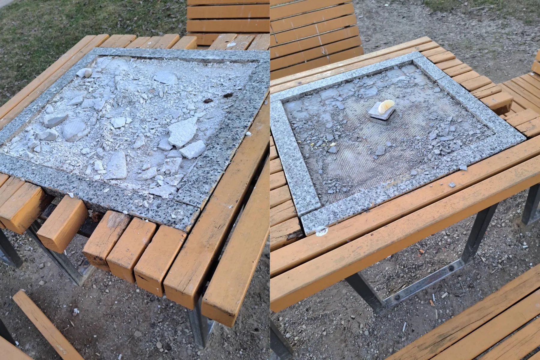 Sugadinti šachmatų stalai Kalniečių parke / Skaitytojų nuotr.