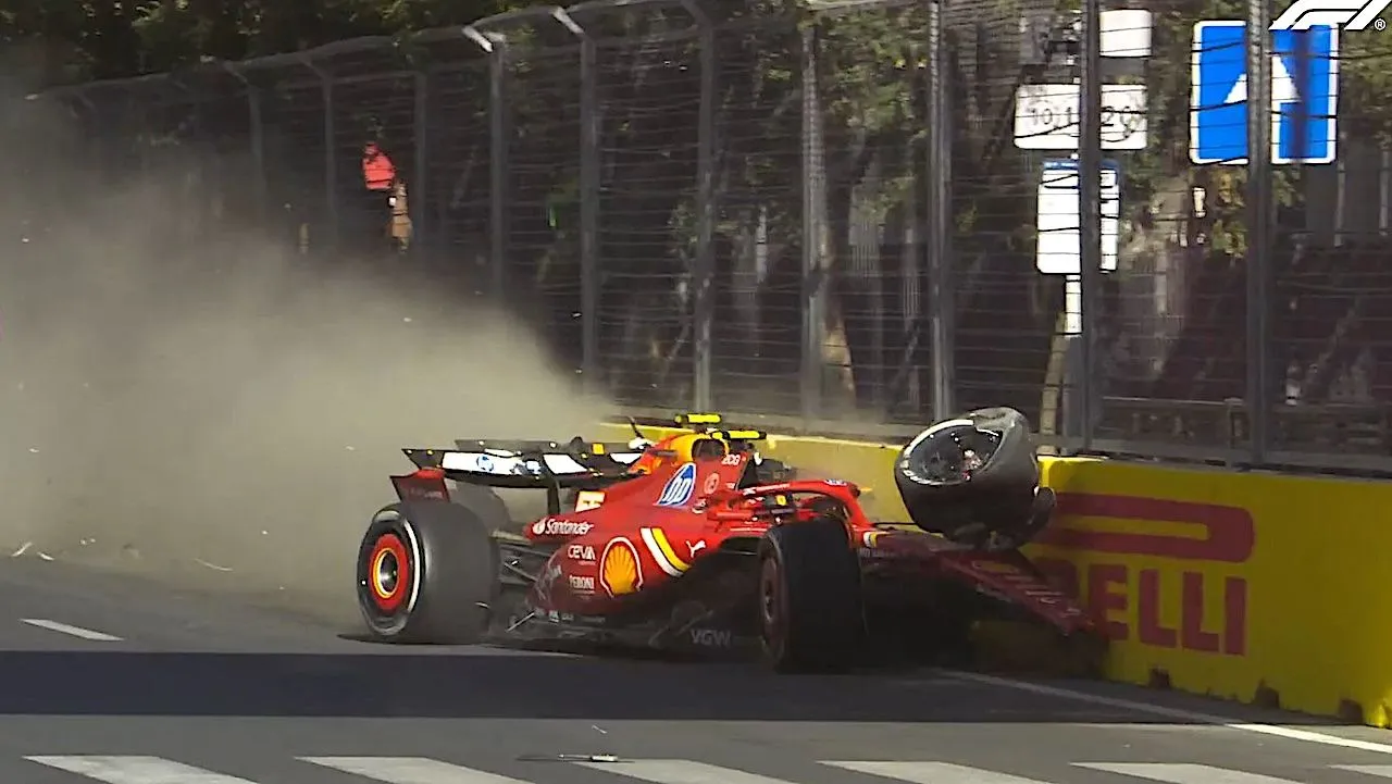 crash sergio perez carlos sainz baku 2024