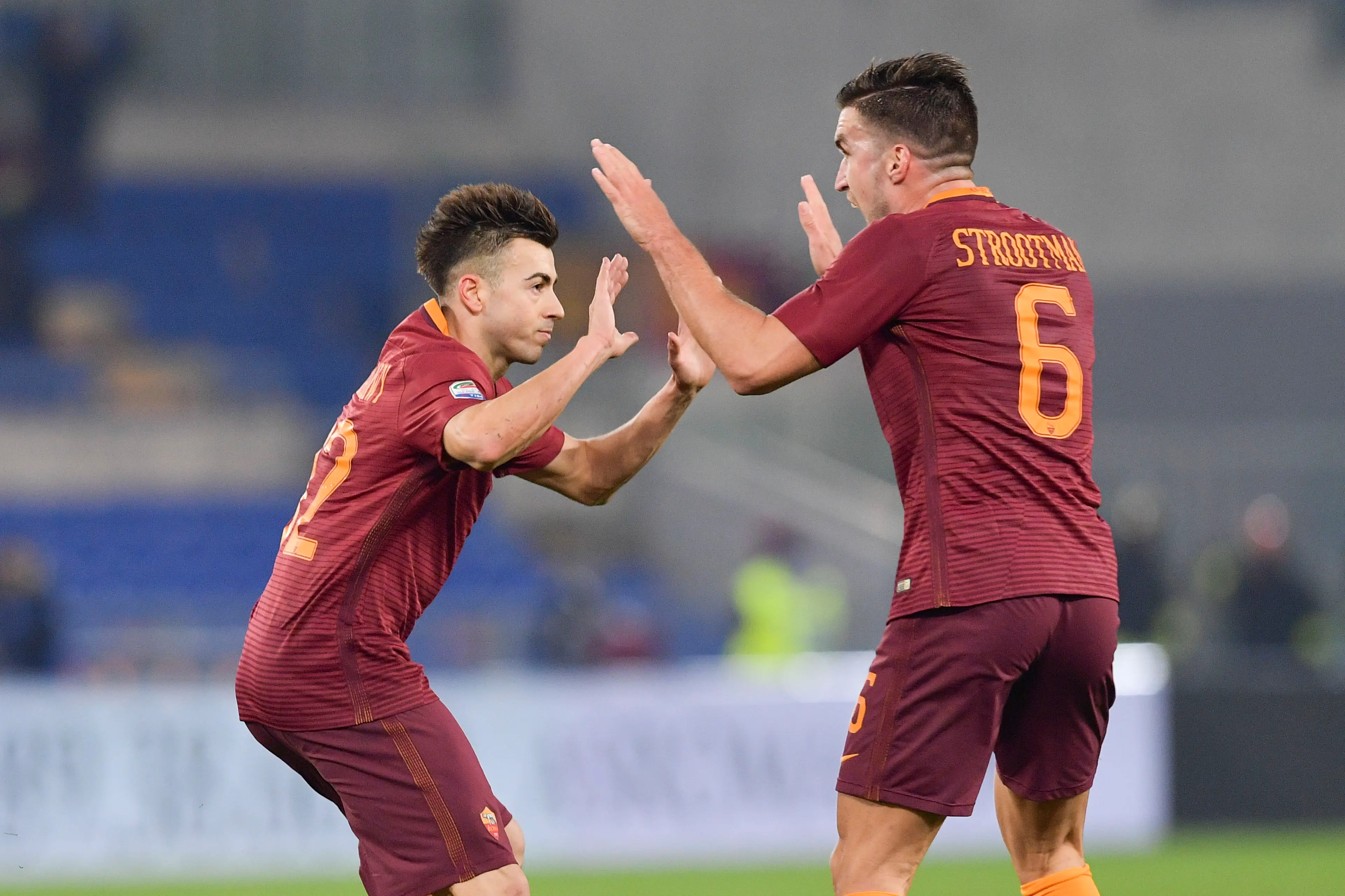 roma chievo el shaarawy strootman esultanza