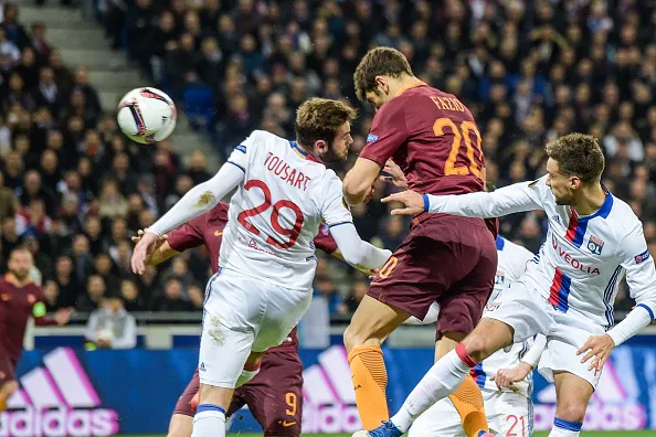 fazio colpo di testa gol lione roma
