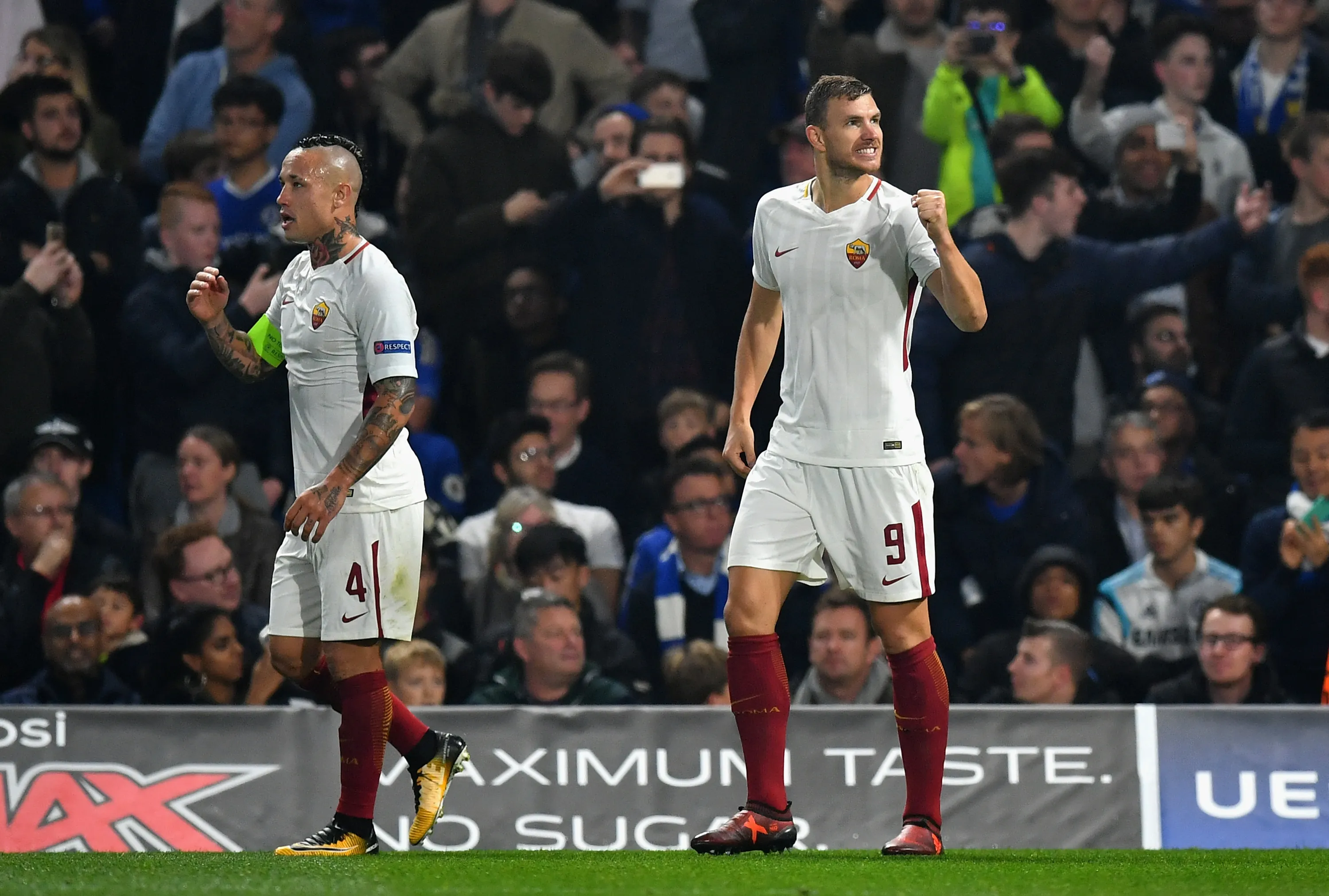 dzeko nainggolan esultanza chelsea roma
