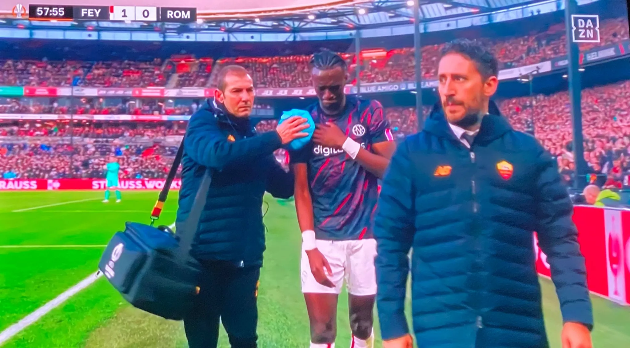 abraham infortunio feyenoord roma