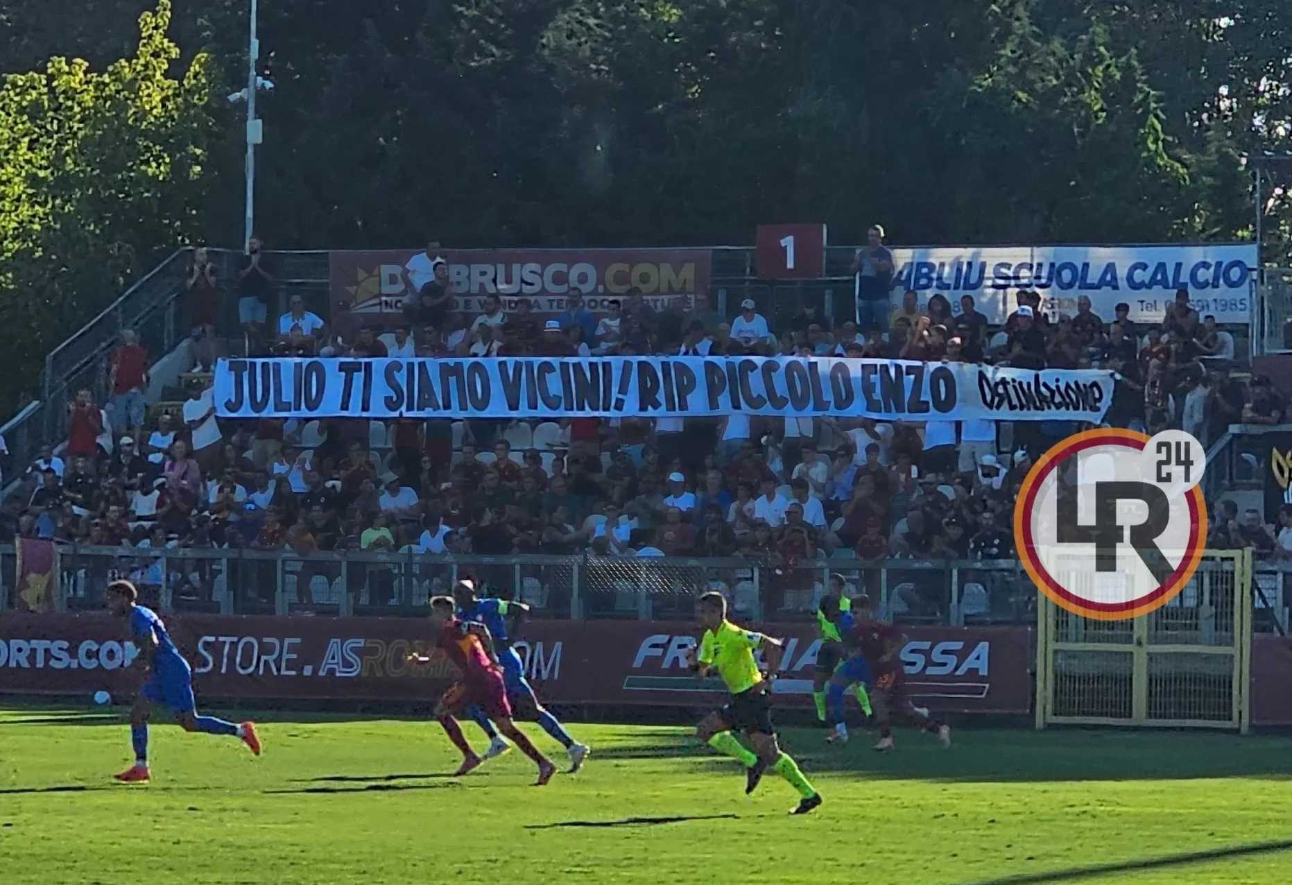 amichevole roma cannes striscione enzo figlio julio sergio