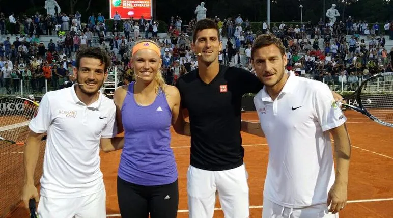djokovic totti florenzi e wozniacki tennis with stars foro italico