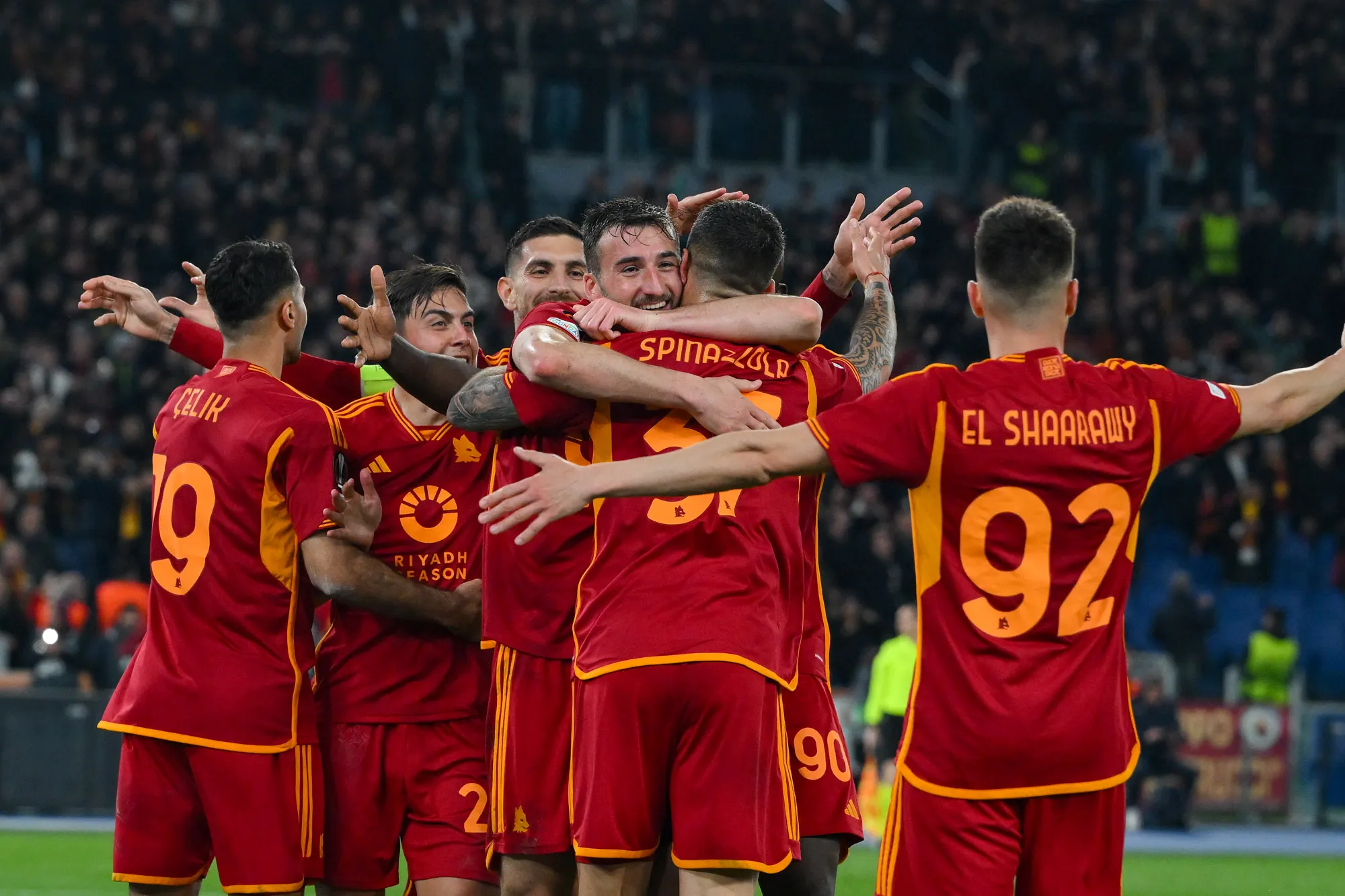 europa league roma brighton esultanza squadra 2