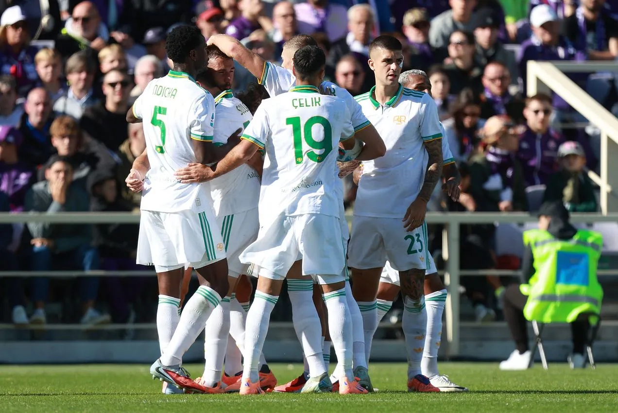 fiorentina roma esultanza squadra