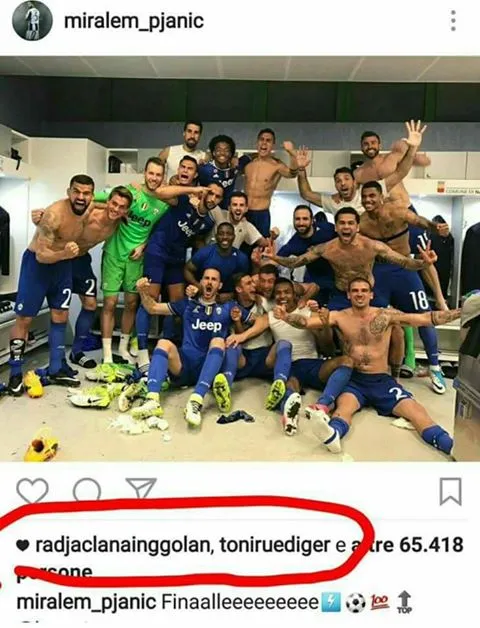 foto instagram pjanic ocn like nainggolan ruediger