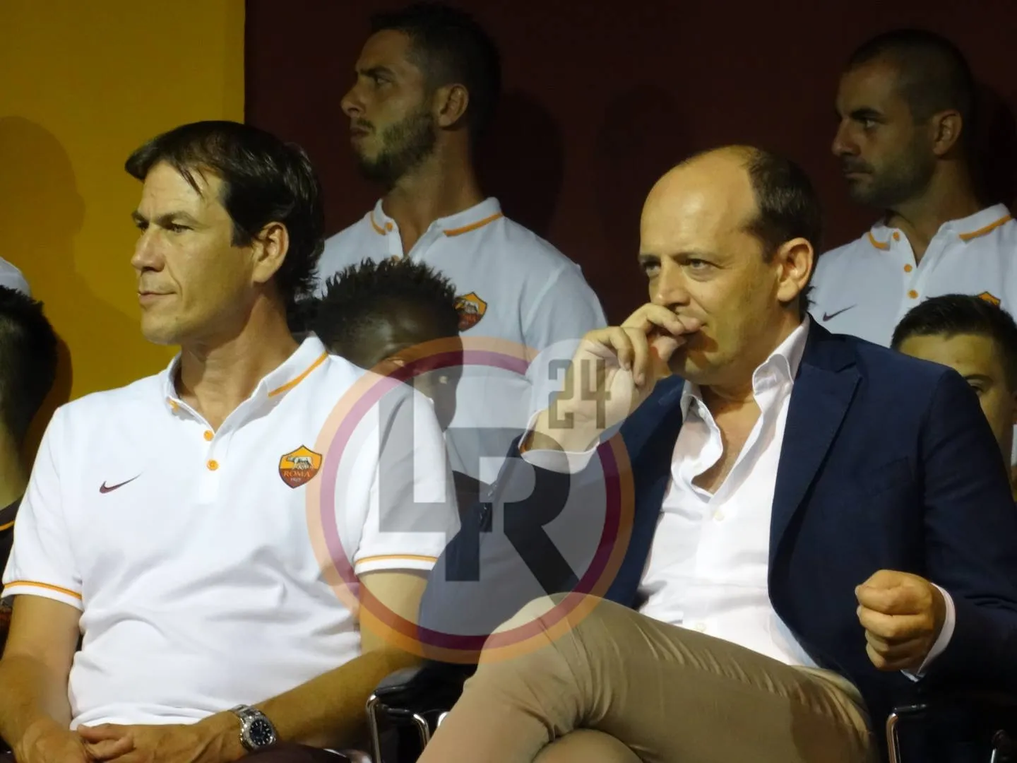 garcia baldissoni seduti vicino presentazione ritiro roma 2015
