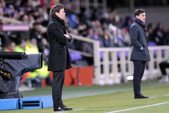 garcia con montella sullo sfondo fiorentina roma 26012015