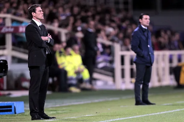 garcia con montella sullo sfondo fiorentina roma