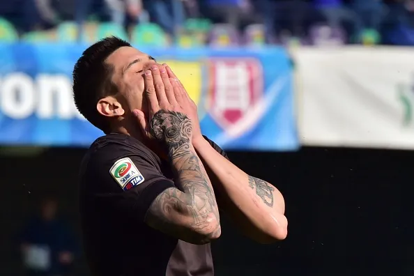 iturbe disperato mani in faccia chievo roma 08032015