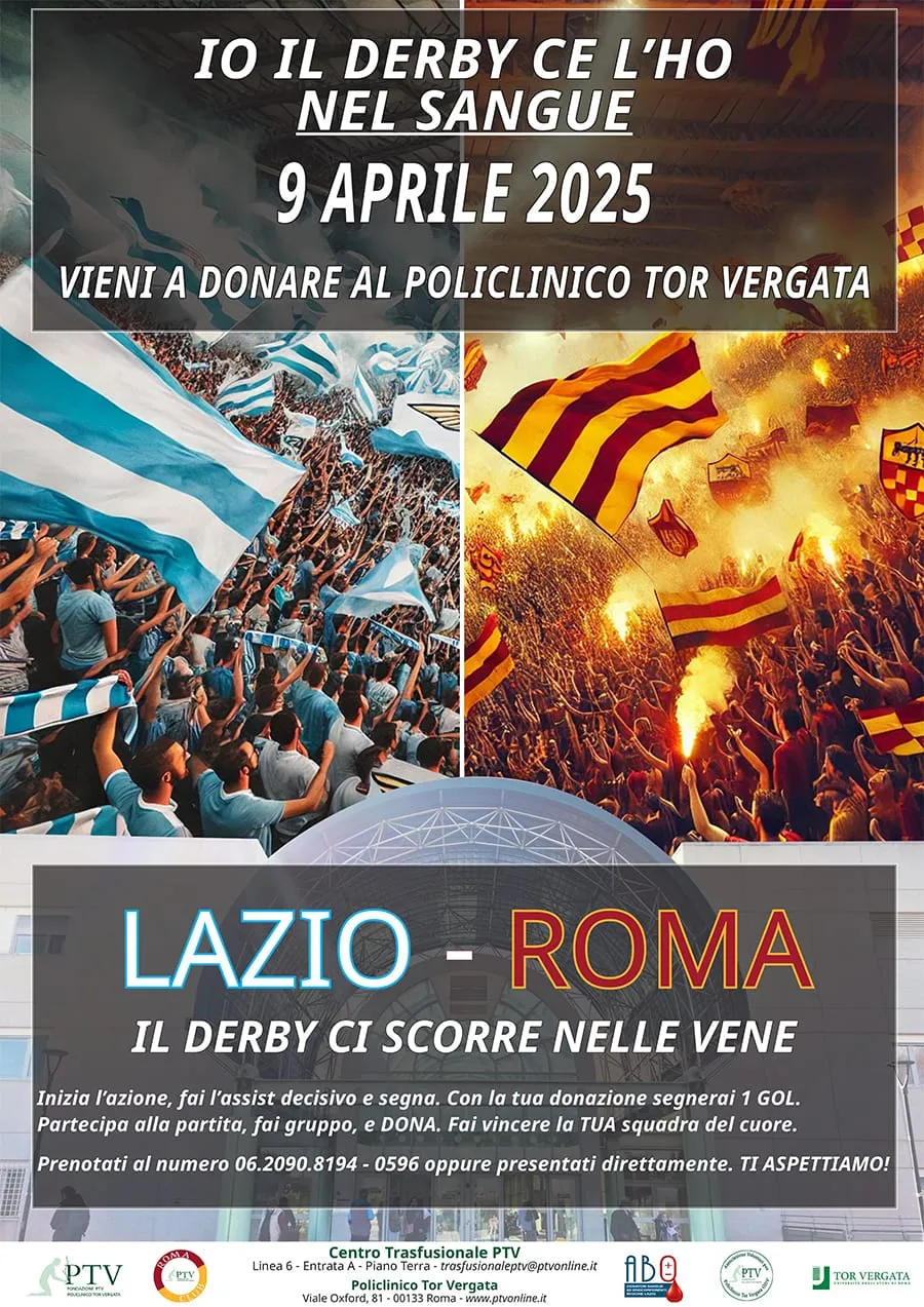 lazio roma derby donazioni sangue policlinico tor vergata
