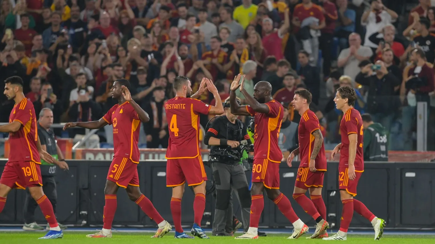 lukaku e cristante roma slavia