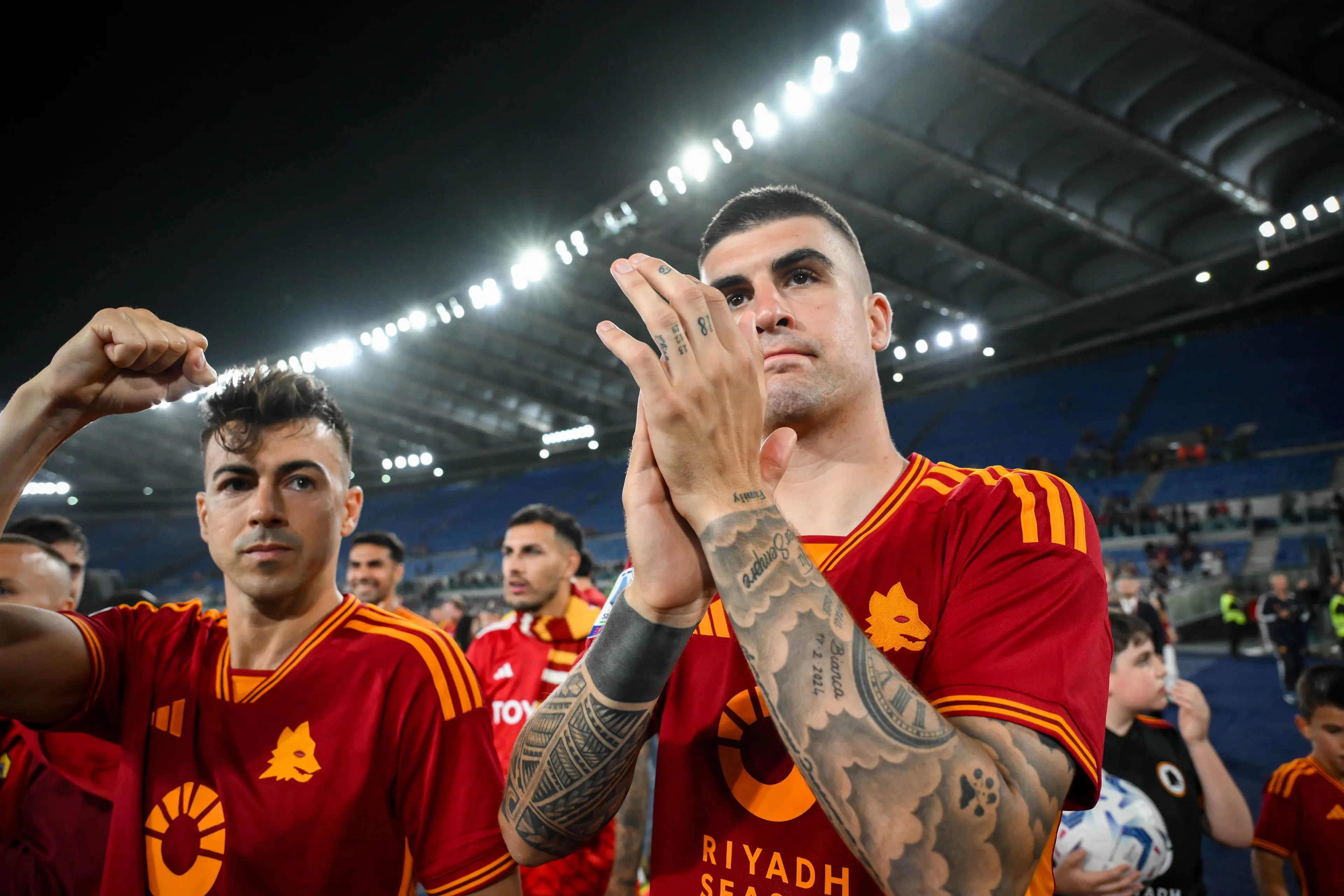 mancini ed el shaarawy roma genoa