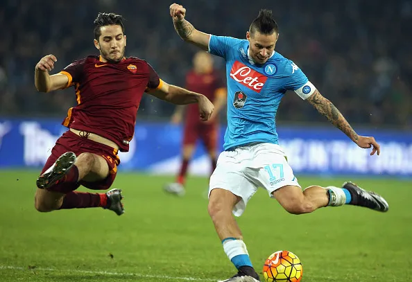 manolas hamsik scivolata in volo napoli roma