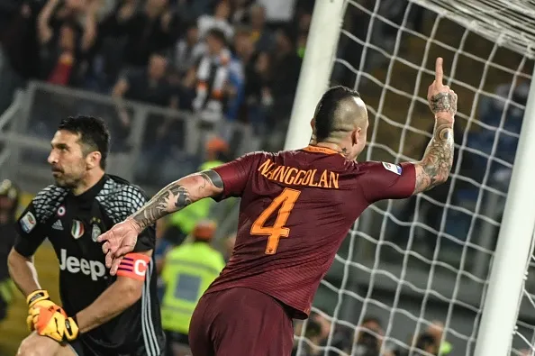 nainggolan indica esultanza roma juve