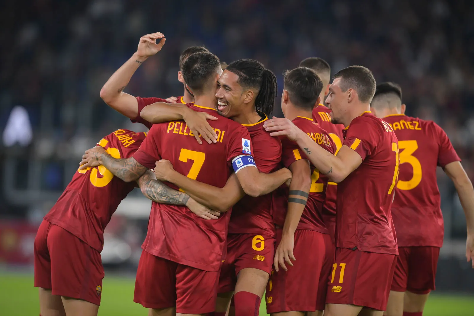 pellegrini smalling roma lecce esultanza