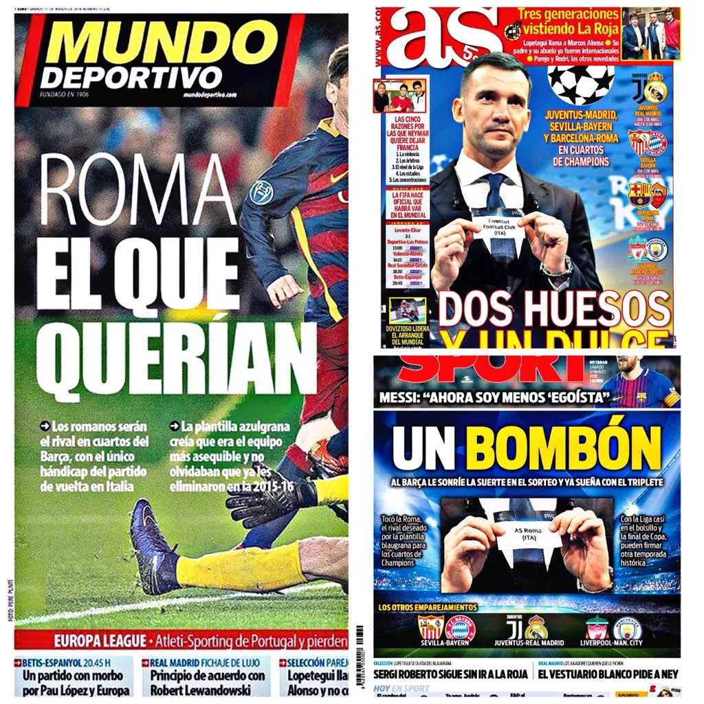 prime pagine spagnole barca roma