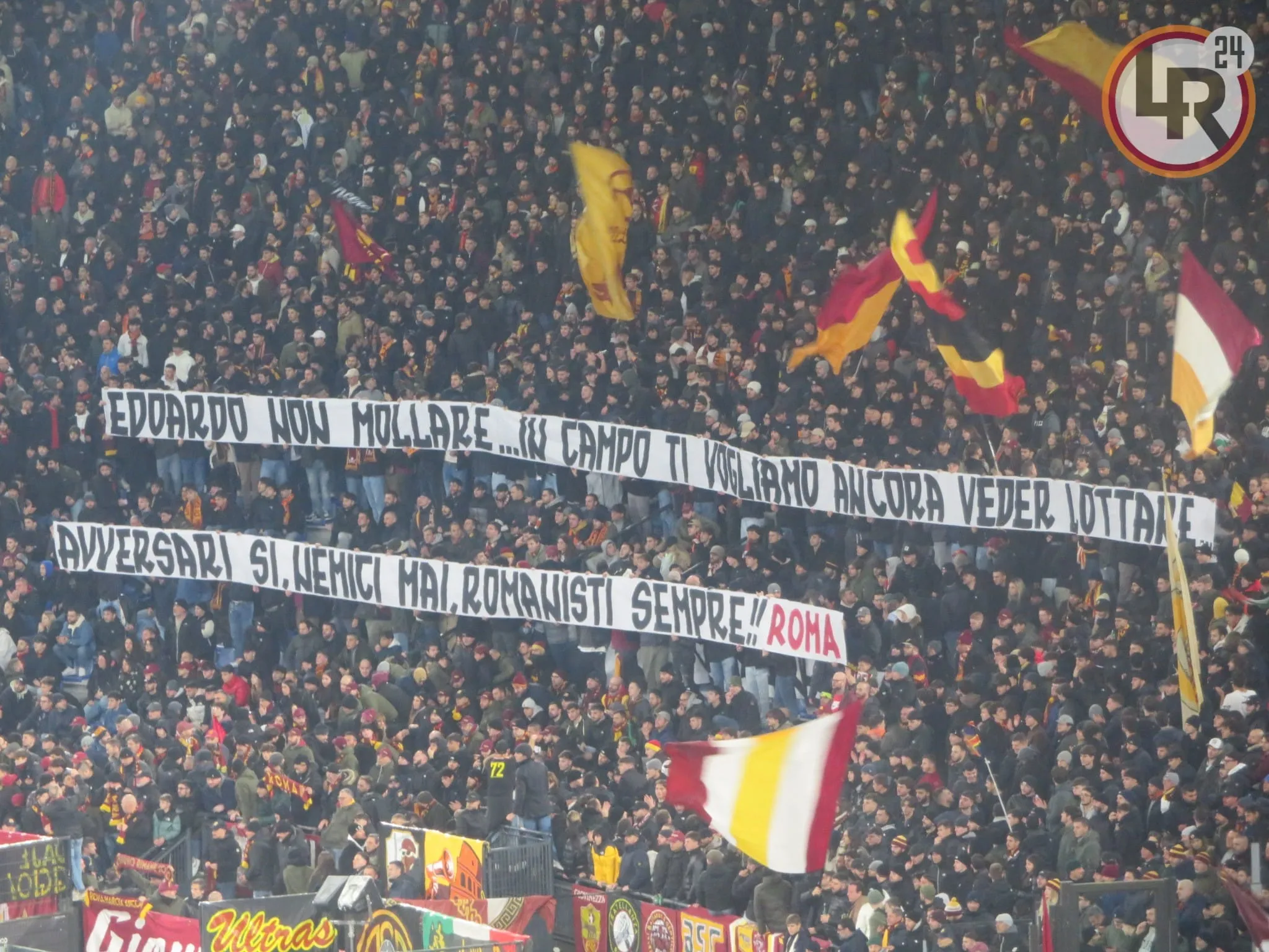 roma atalanta striscione bove
