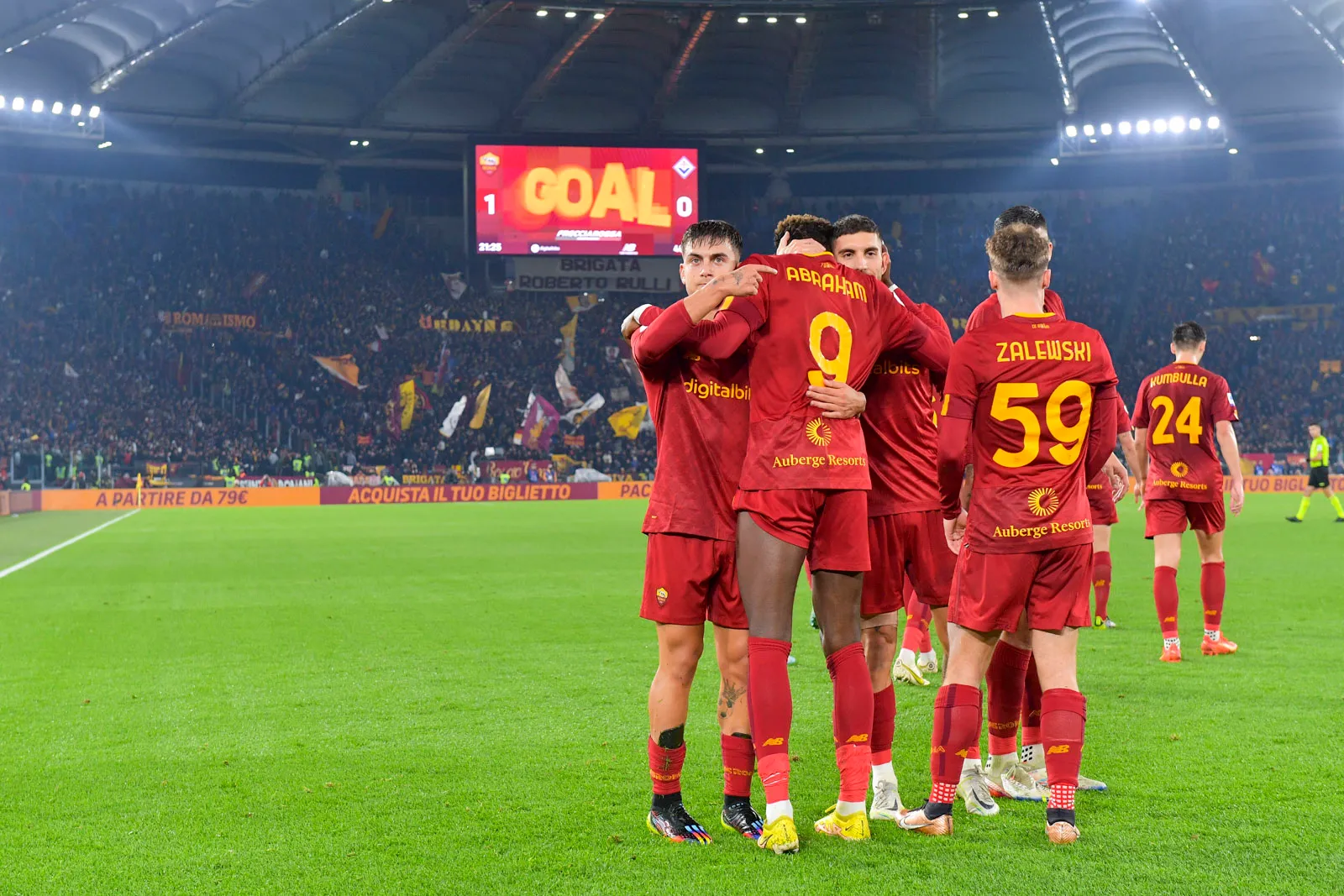 roma fiorentina esultanza squadra