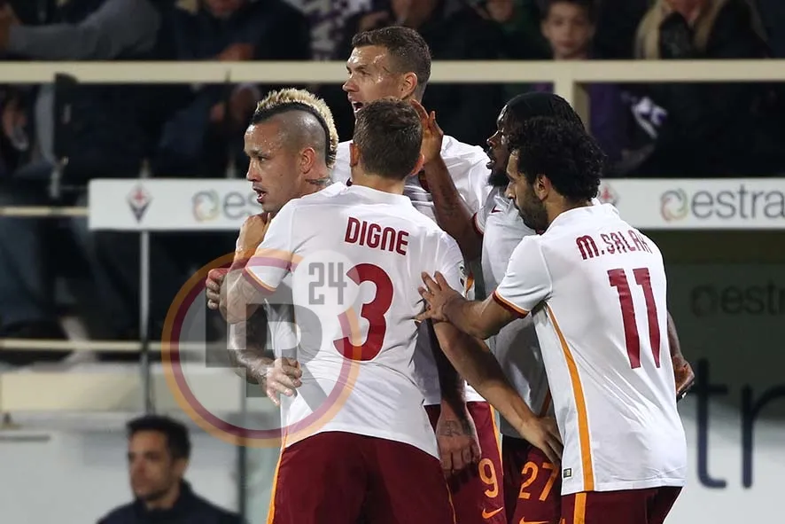 roma fiorentina gruppo esultanza 25102015 mancini