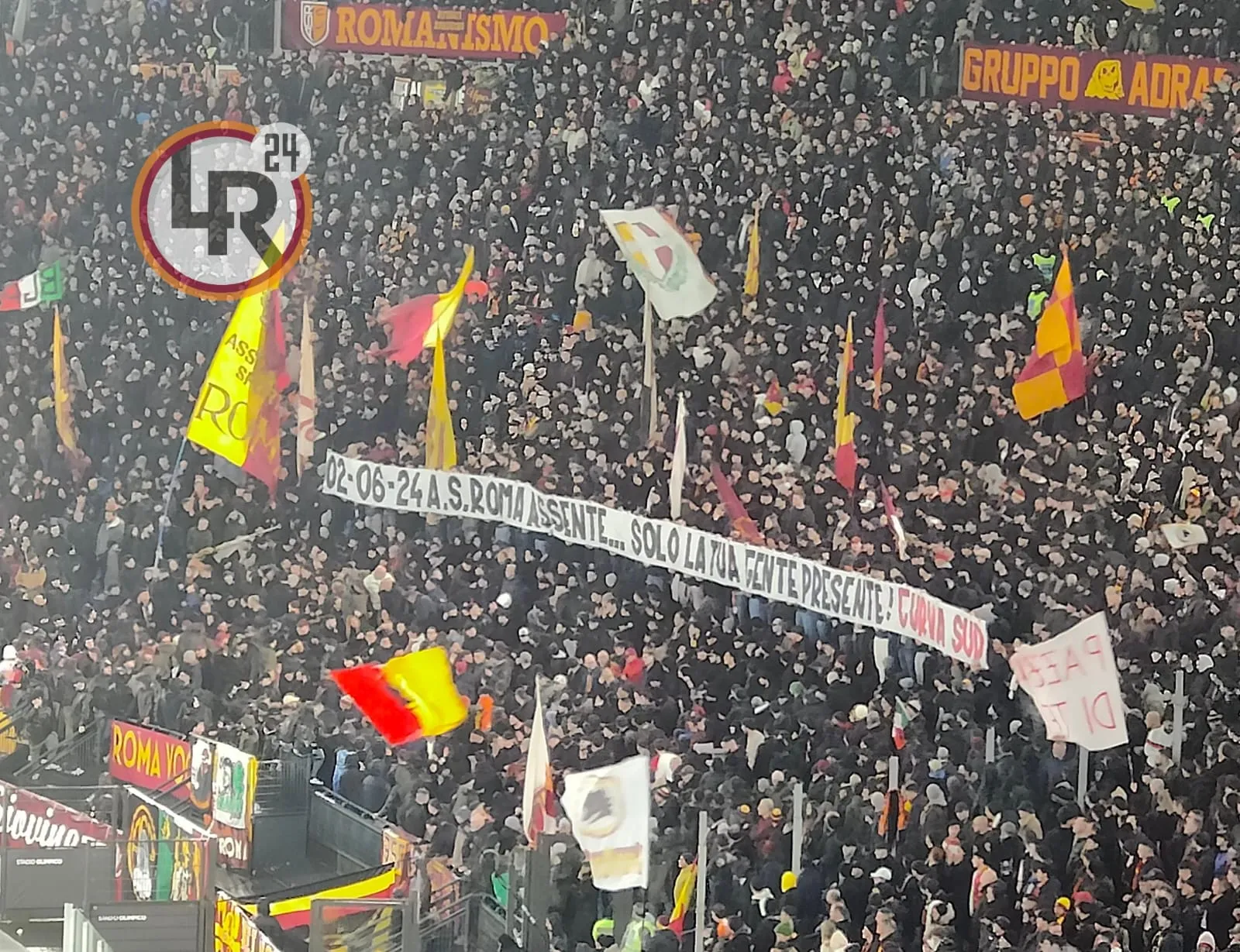 roma inter curva sud striscione losi