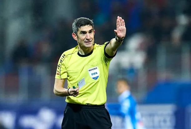 spanish referee alberto undiano mallenco reacts during the la liga picture id884976248