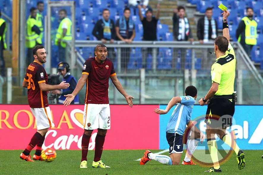 tagliavento ammonisce ammonizione vainquer roma lazio 081115