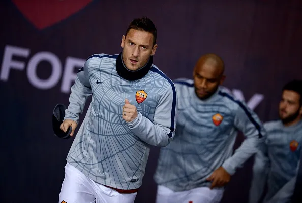totti riscaldamento roma manchester city 101214