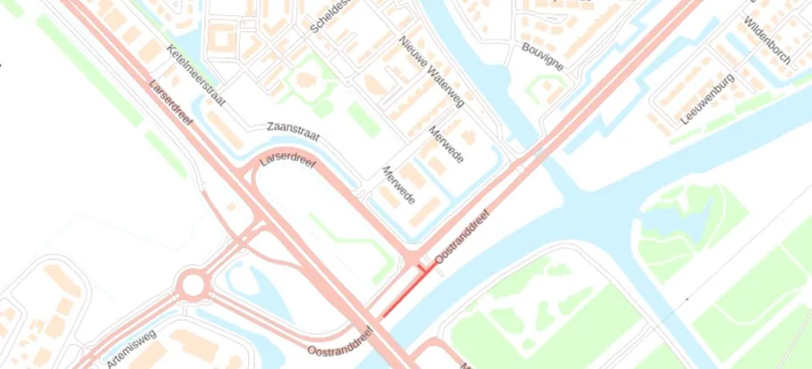 kruispunt oostranddreef bij larserdreef