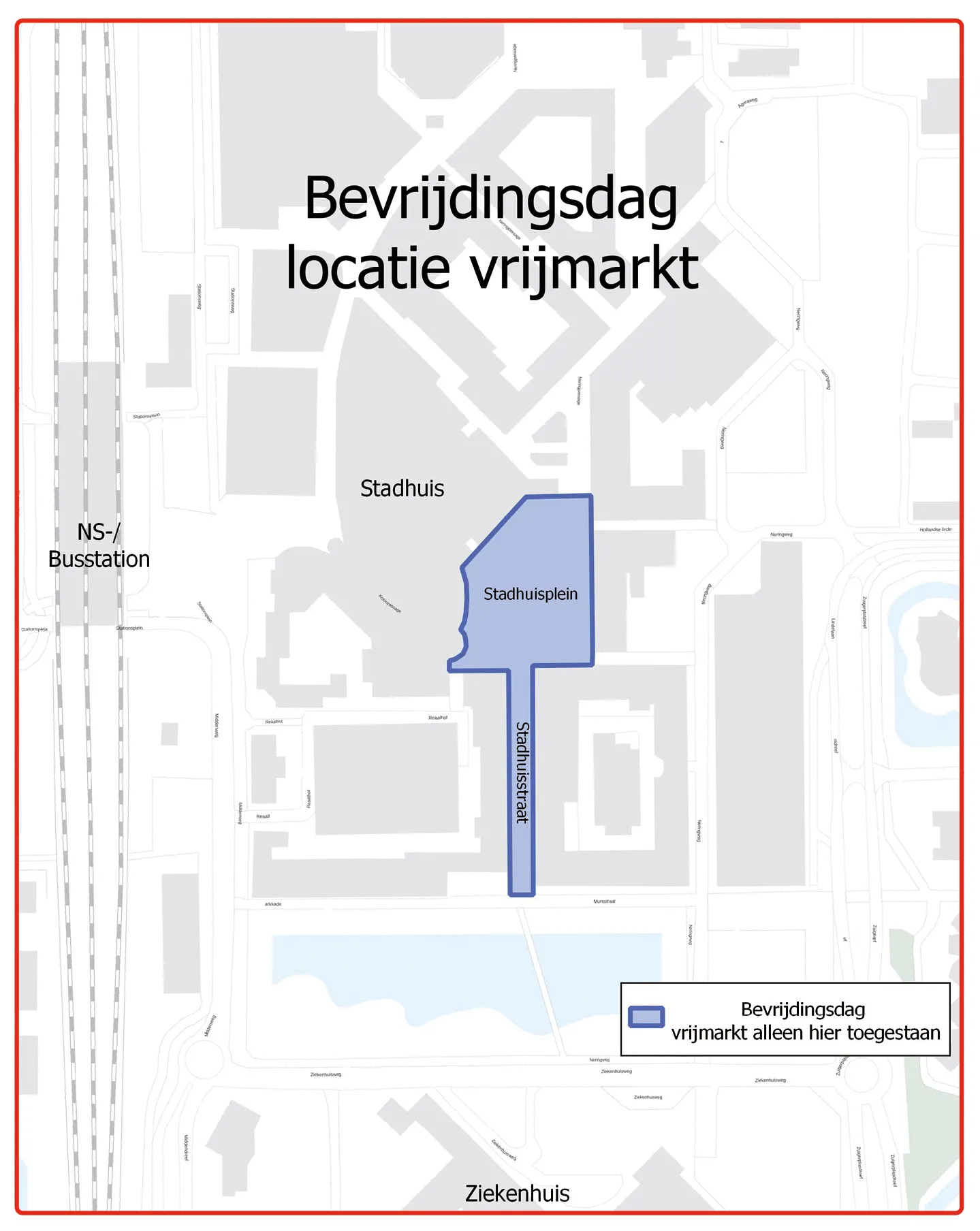 overzichtskaart vrijmarkt stadshart lelystad