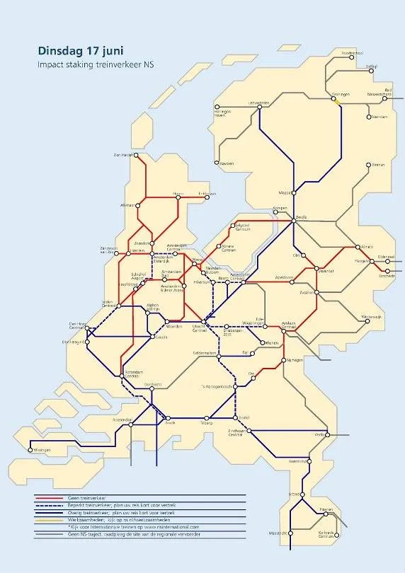 kaart staking dinsdag 17 06 2025 ns