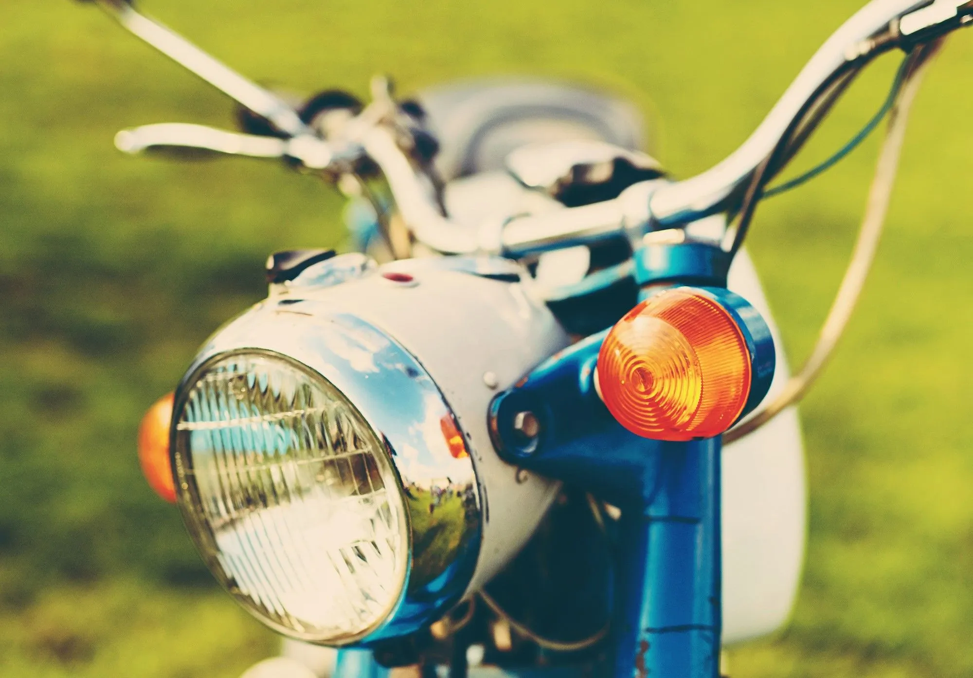 blue vintage motorcycle