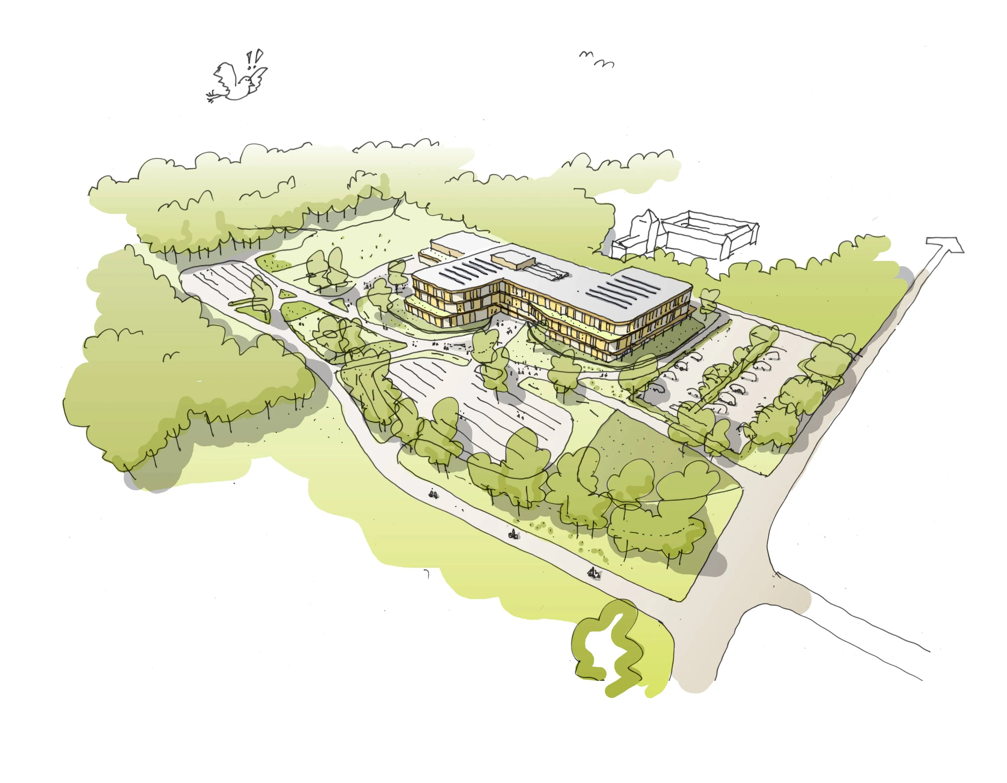 BDG Architecten - Artist impression in vogelvlucht