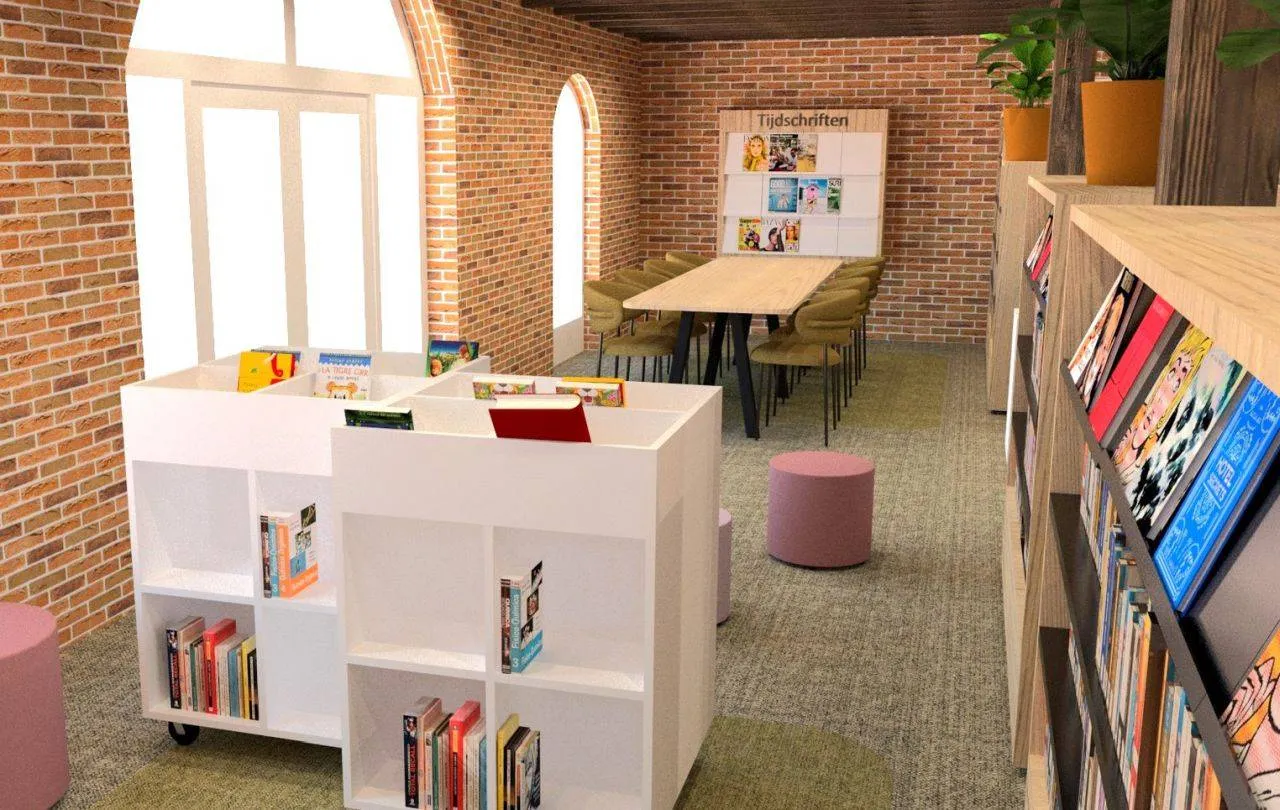 Anne-Marie Berns (interieurarchitect).impressie nwe jeugdafdeling bibliotheek Tabakschuur