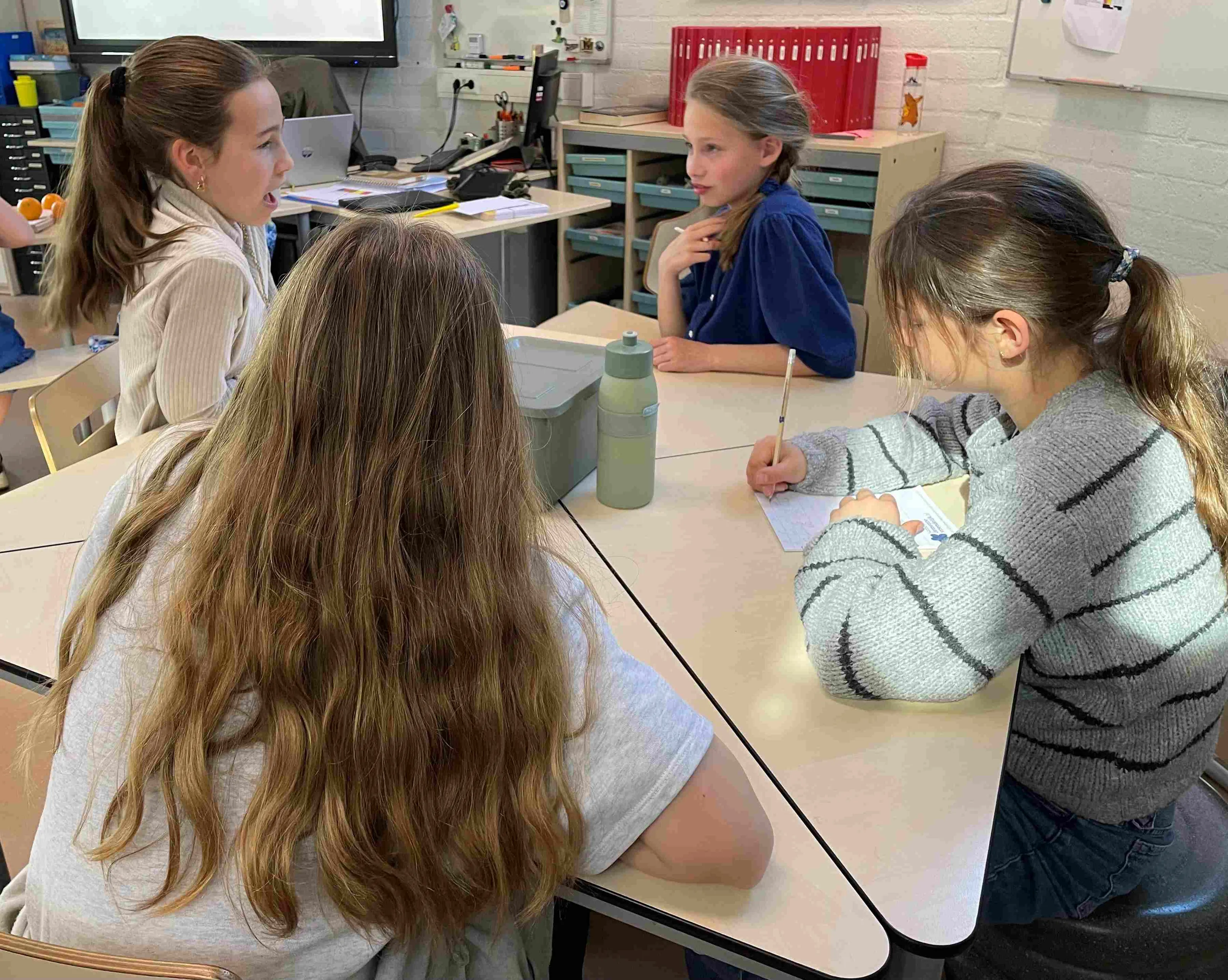Leerlingen van De Borgwal buigen zich over de geheugentoets.(1)