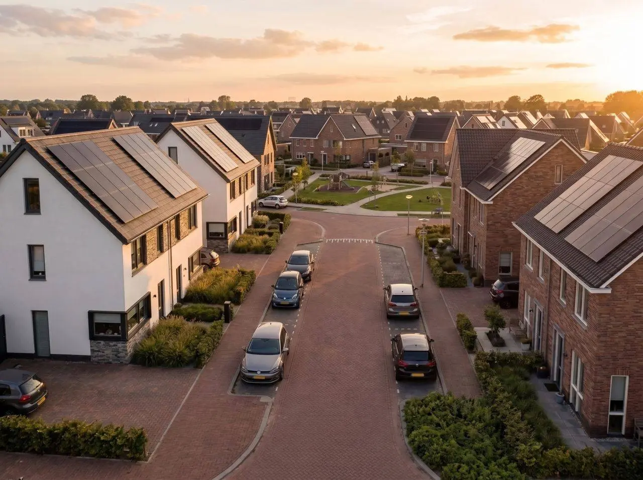 Woonwijk met zonnepanelen.Zonneplan(1)