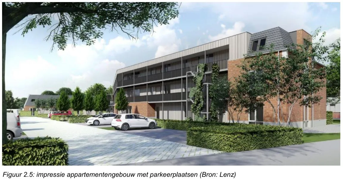 231129 impressie dierenparkje volkel appartementengebouw met parkeerplaatsen