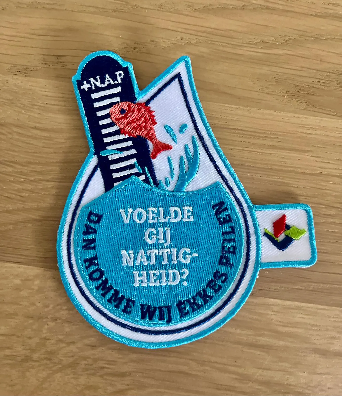 voelde gij nattigheid carnavalsembleem