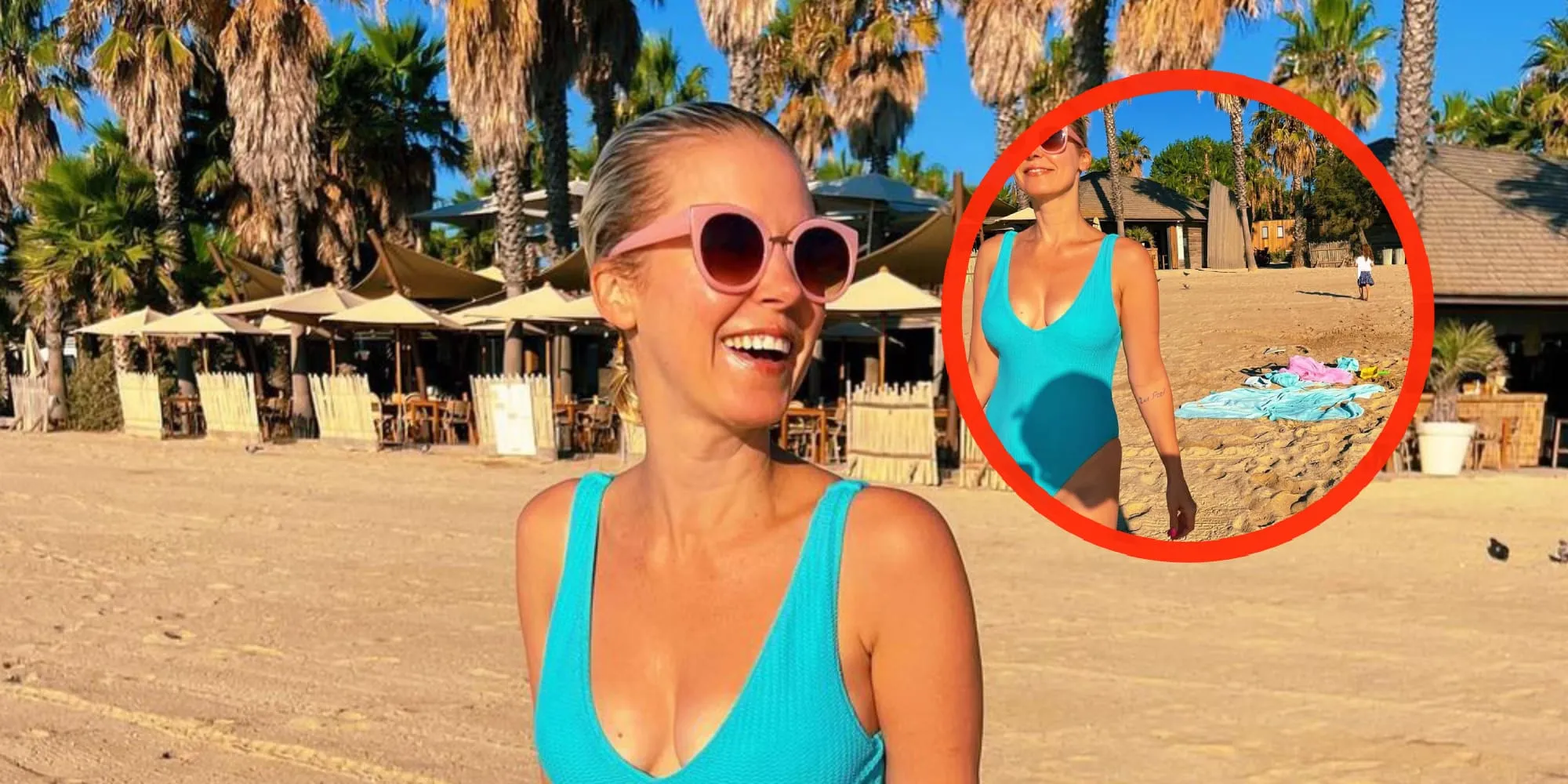 foto actrice bettina holwerda is bang dat badpak afzakt tijdens strandvakantie