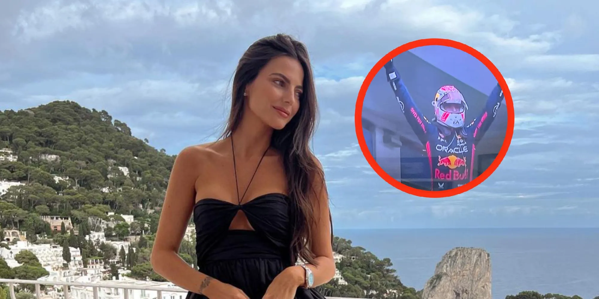 foto afgeleide kelly piquet laat max verstappen links liggen tijdens f1 weekend