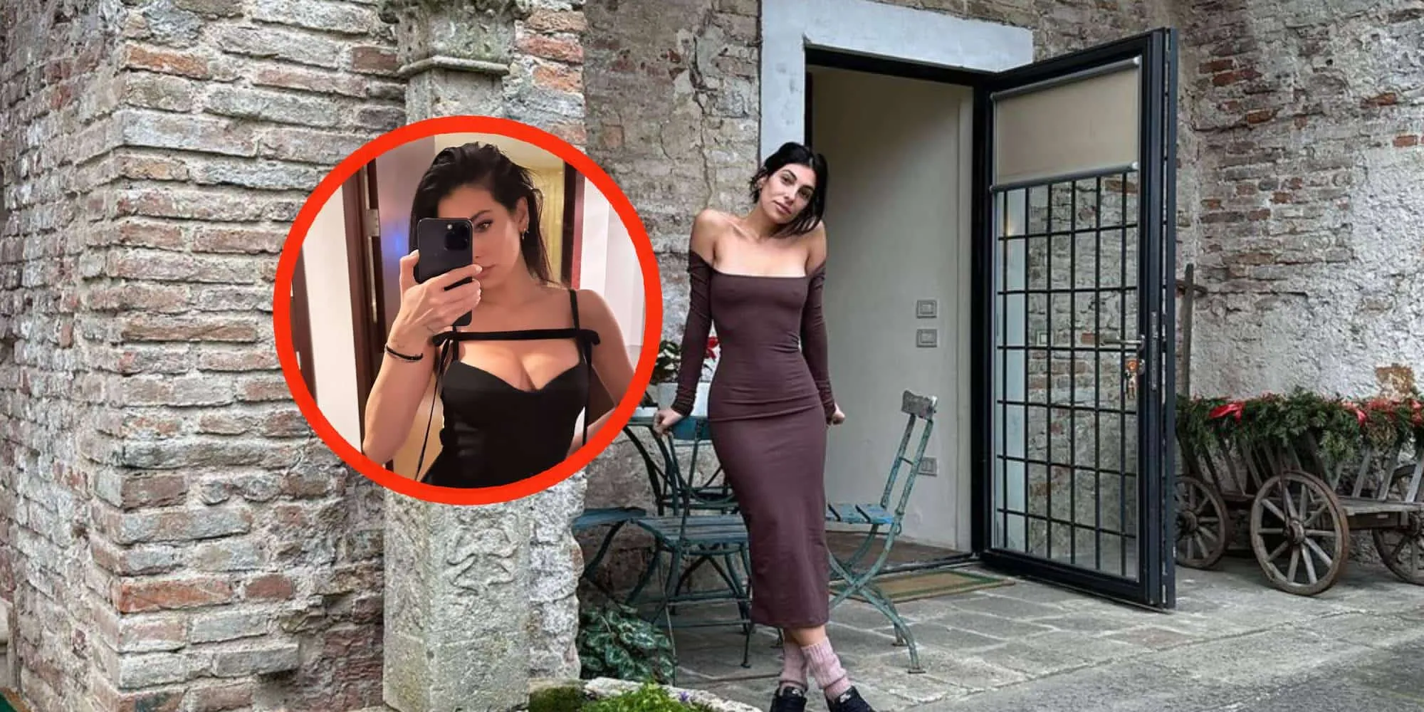 foto anna nooshin knalt bijna uit knellend jurkje