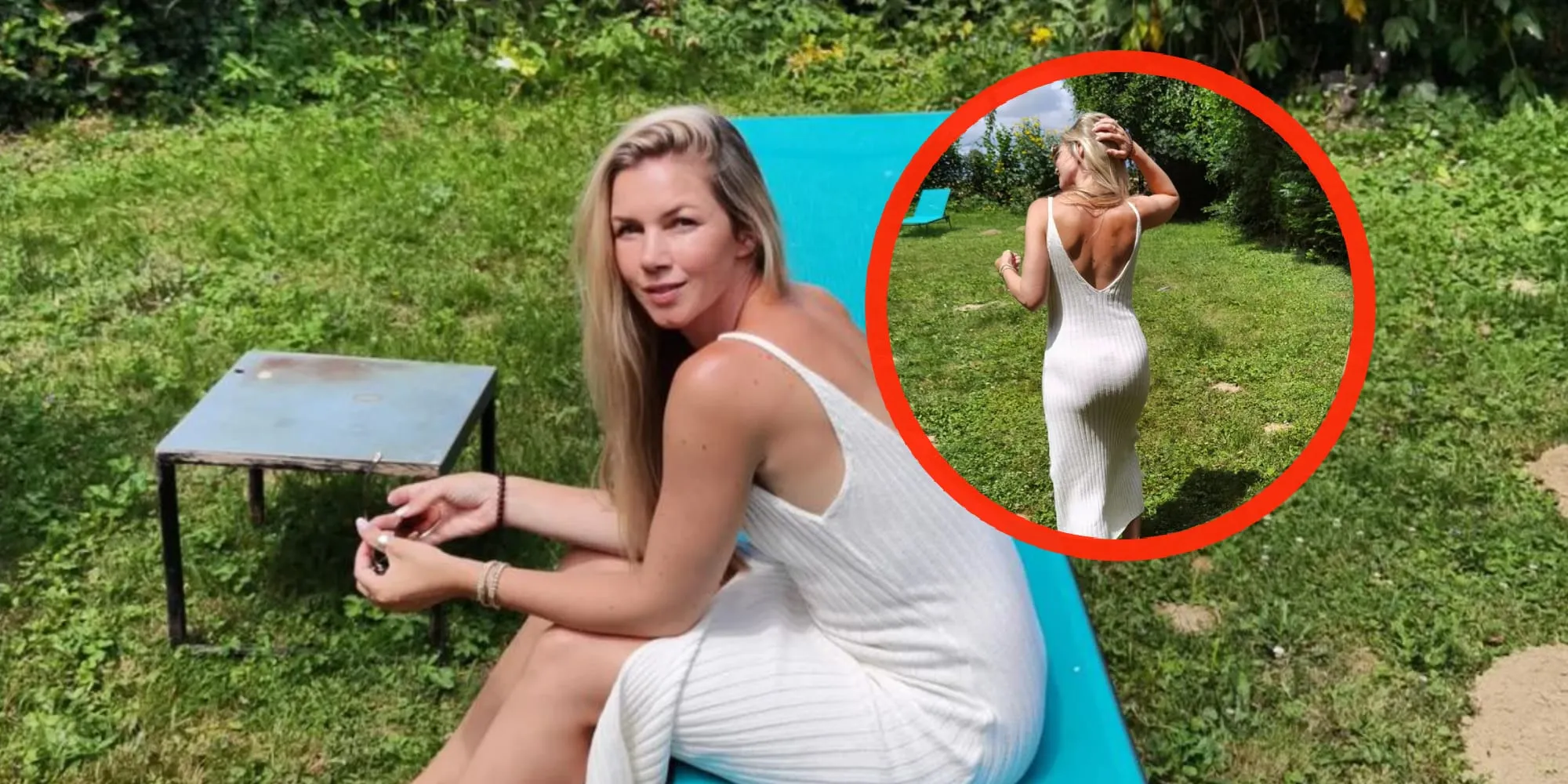 foto anouk hoogendijk geniet in doorschijnend jurkje van vakantie
