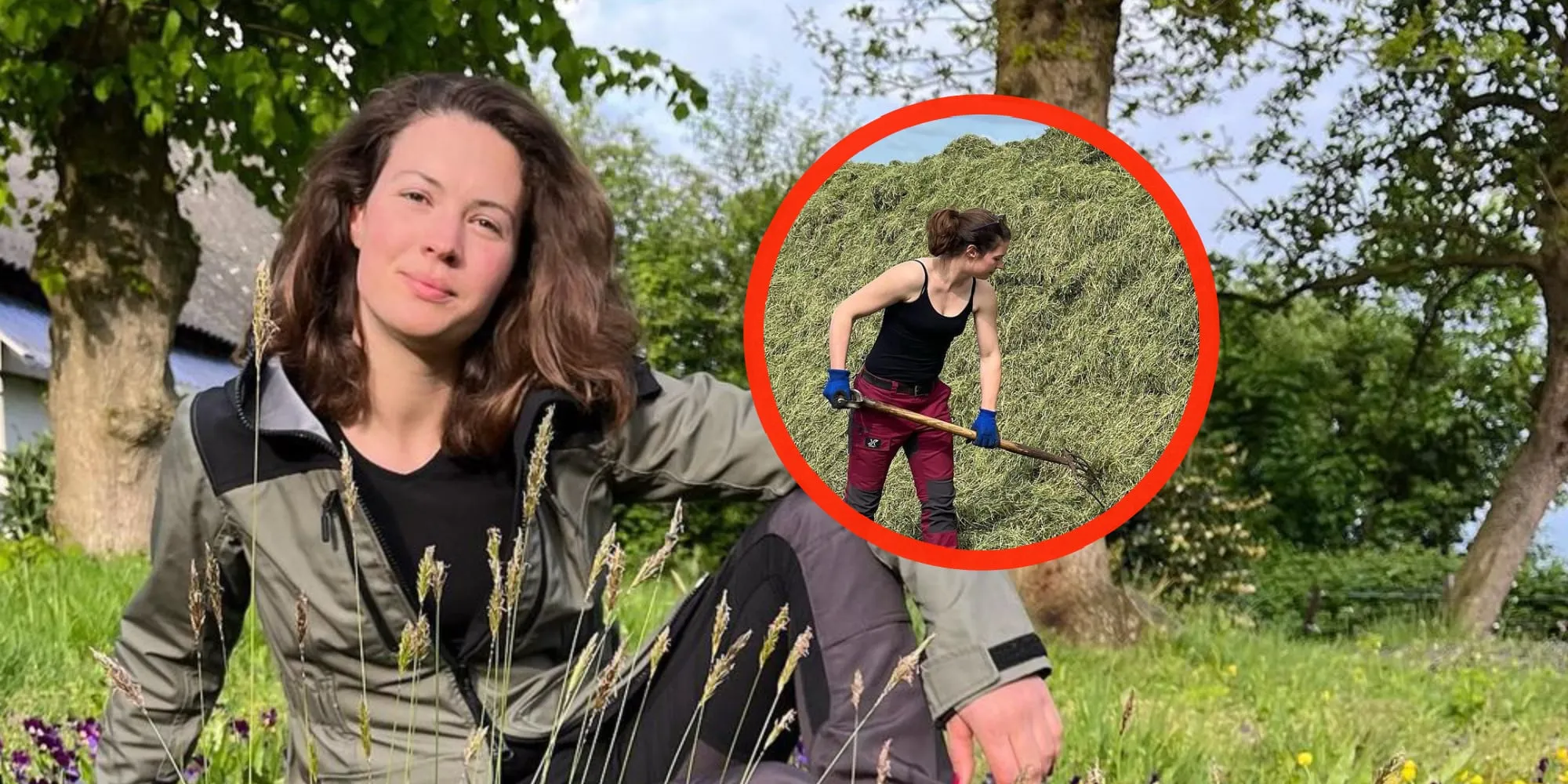 foto boerin annemiek koekoek werkt zich in het zweet in klein topje