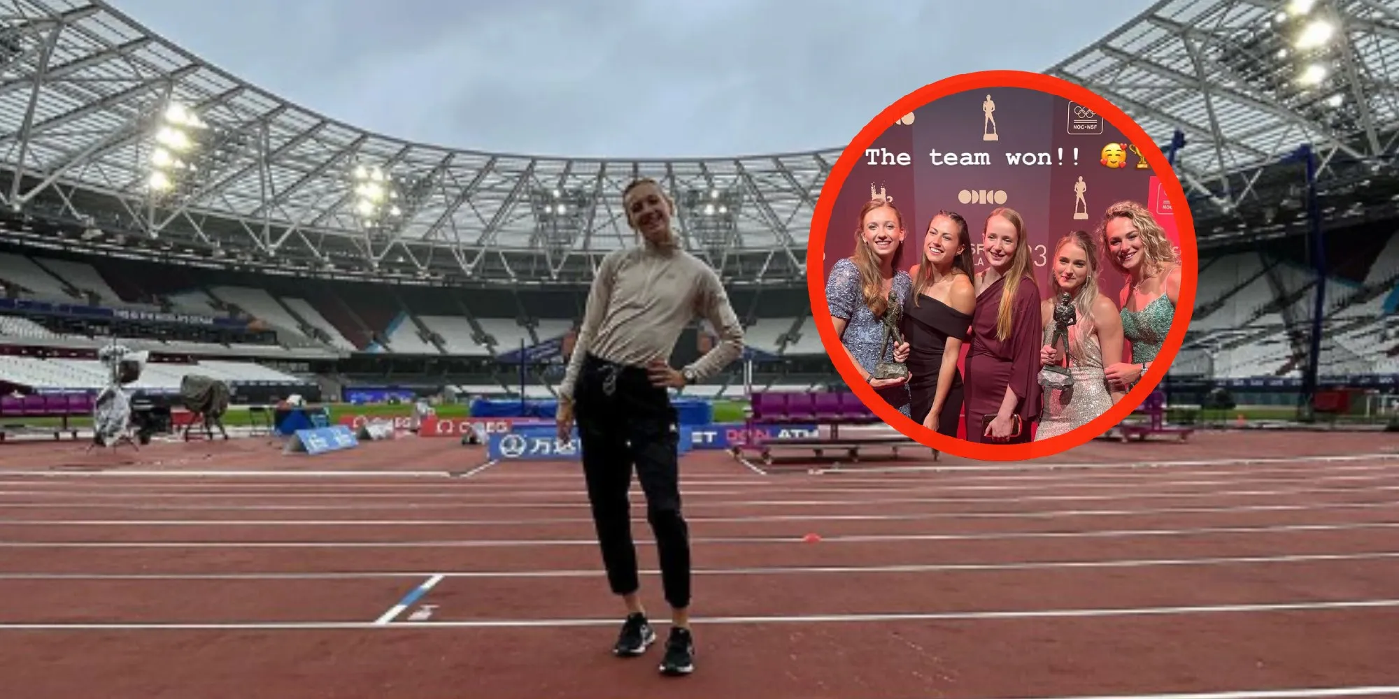 foto femke bol en lieke klaver poseren zonder sportkleding met knappe teamgenotes