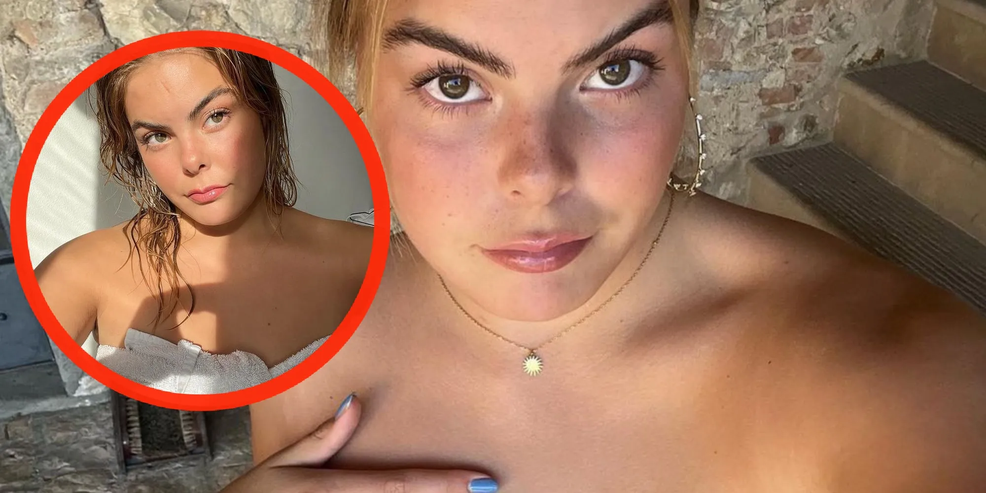 foto influencer eloise van oranje bedekt zichzelf met slechts een handdoekje