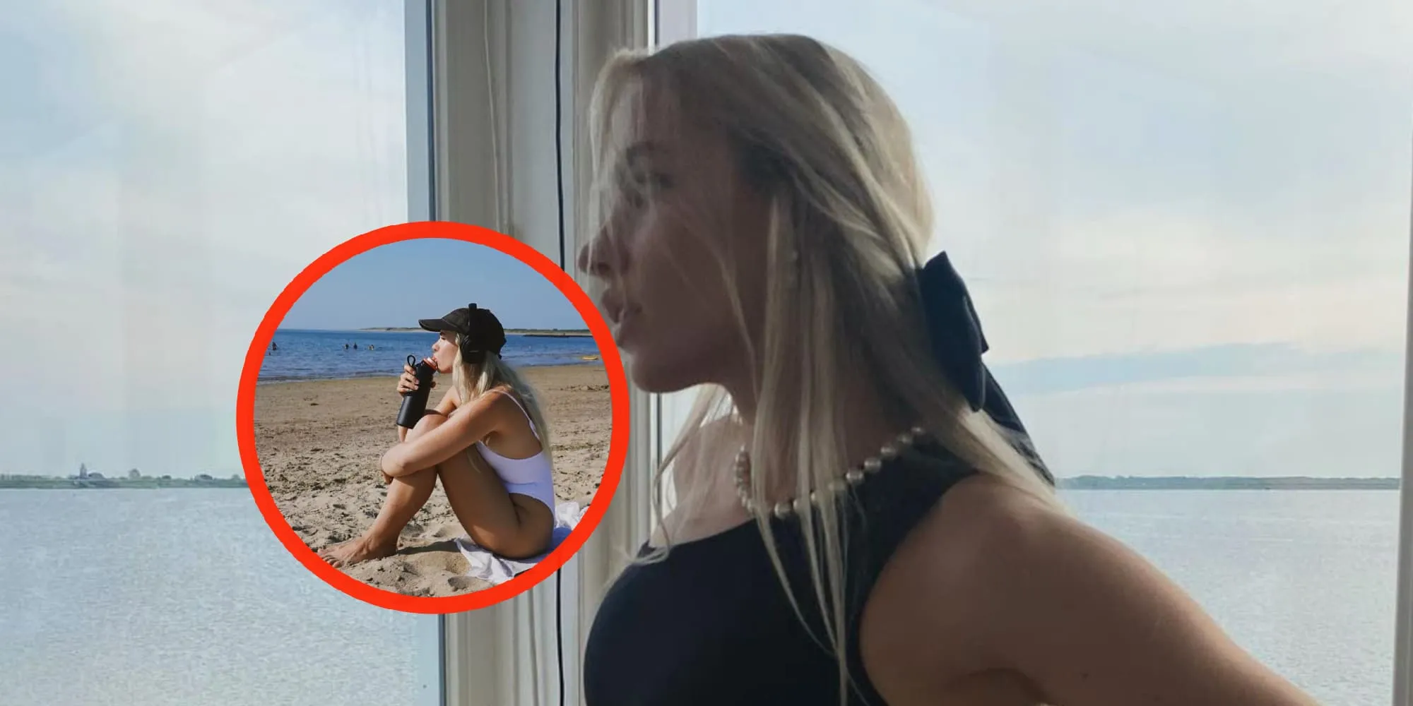 foto influencer juultje tieleman zuigt zich helemaal vol in lekker badpakje