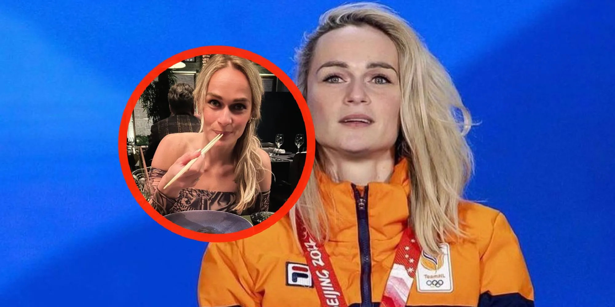 foto irene schouten lijkt zonder jurkje in restaurant te zitten