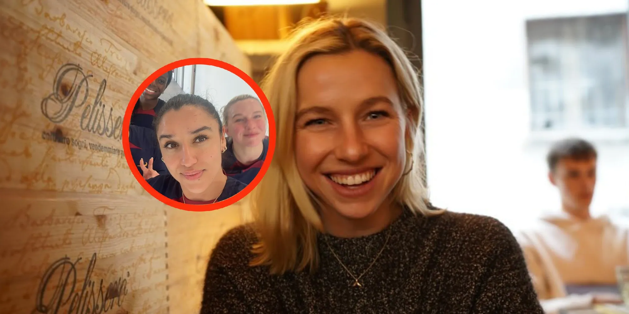 foto jackie groenen heeft rode wangetjes tijdens innig onderonsje met prachtige ploeggenotes